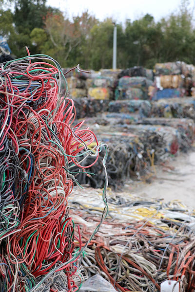 Factory pollution could be reduced by using recycled metals made from old wires like these