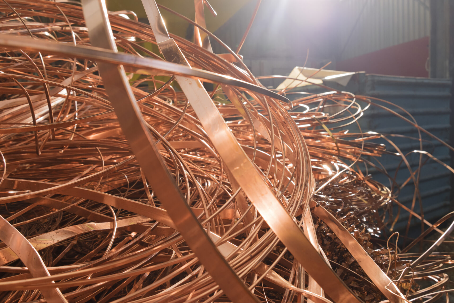 Copper wire scrap piled on top of itself